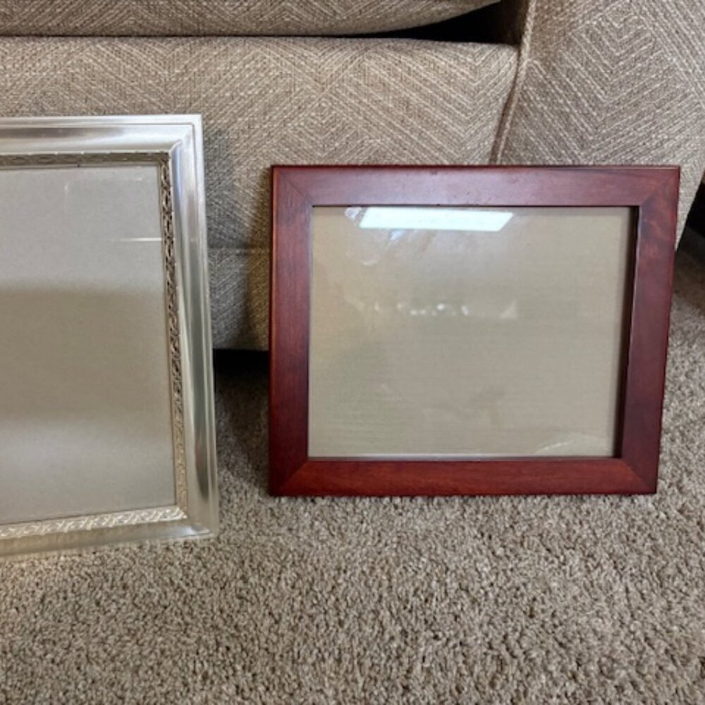 New Lot Of 2 Burnes Of Boston 8x10 Photo Frames. Silver/Wood. - Picture 2 of 6